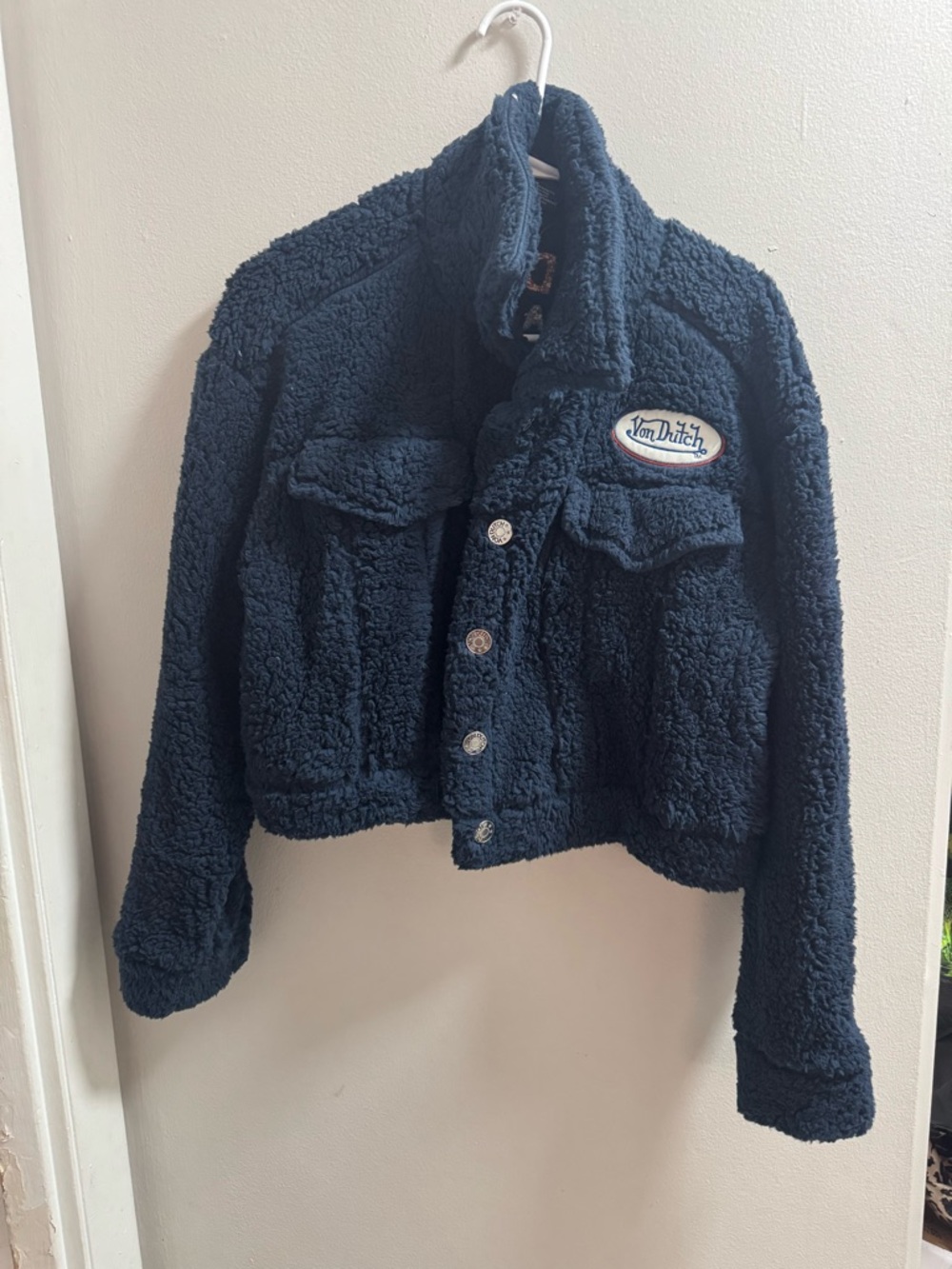 Von Dutch Women Navy Plush Sherpa Jacket